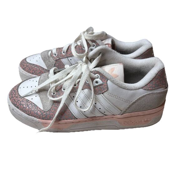 Adidas Original Rivalry Athletic Sneakers Shoes Grey Pink Leopard US Size 8 - Picture 1 of 7